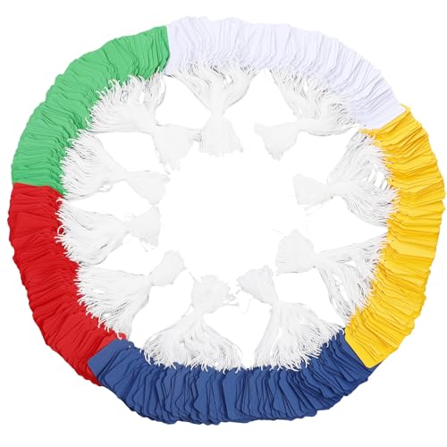 Fainne 3000 Pcs Price Tags with String 1.18 x 1.89 Inches Matte Surface Marking Tags Merchandise Strung Writable Jewelry Labels Hanging Blank Labeling for Yard Garage Gift Clothing(Five-Color) - color: Five-color