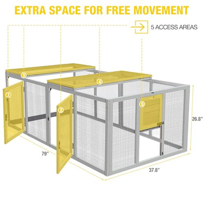 Aivituvin Chicken Coop Extension Run Outdoor 20.73 ft² Large Coop Enclosure Chicken Tunnels for 4-6 Chickens, Ducks and Small Animals