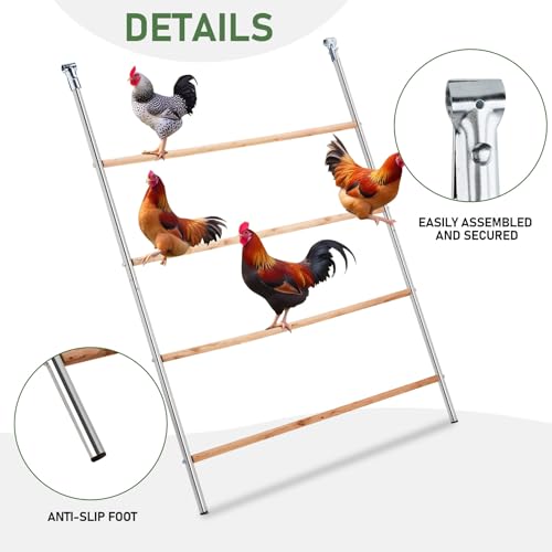 Chicken Perch Roosting Bars, Chicken Perch for Coop, Roosting Bars for Chickens Coop, Chicken Perch Ladder, DIY with Your Own Wooden Boards, Silver - color: Silver S