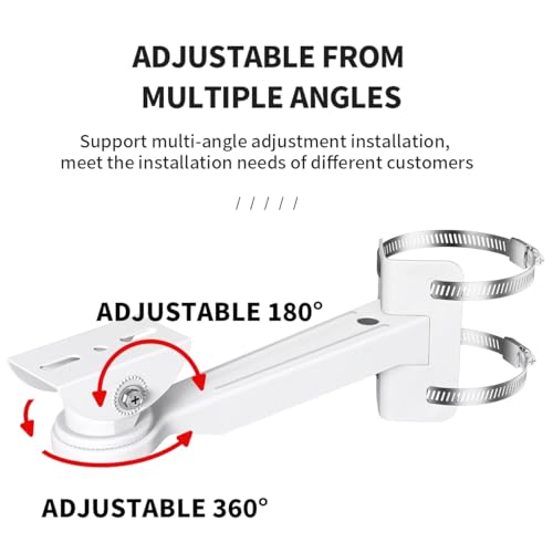 ZT-NET Security Camera Mount Corner Pole Mounting Bracket | Heavy-Duty Adjustable Holder for CCTV Cameras Installation Indoor and Outdoor Iron, White