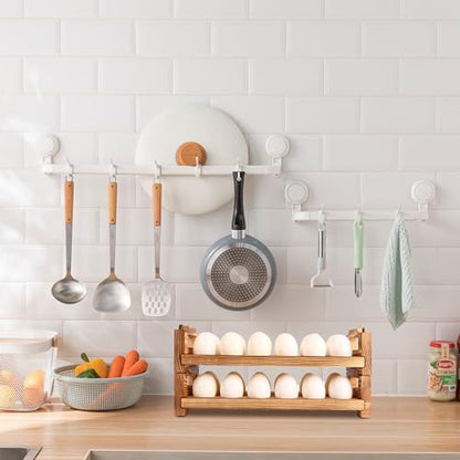 CVHOMEDECO. Wooden Egg Holder Fresh Egg Holders Countertop Firewood Egg Collecting Rack for Gathering Fresh eggs, Stackable with 24 eggs, Home Kitchen Organizer, Set of 2 PCS