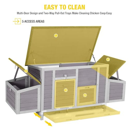 Aivituvin Chicken Coop with Two Nesting Boxes Large Wooden Hen House Outdoor Weatherproof Rabbit Hutch Duck Cage (AIR69) - color: Grey, size: AIR69