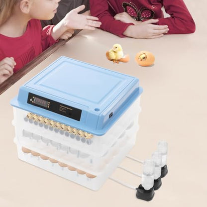 192 Eggs Incubator, Automatic Digital Poultry Hatcher with LED Display, 3-Tier Egg Turner for Chicken Duck Goose Eggs, Temperature & Humidity Control, Clear View Window
