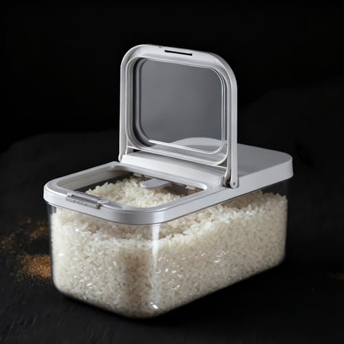LivLab Mker Rice Storage Container -10Lbs/1.3Gal/6KG Rice Container Airtight Grain Dispenser Kitchen Pantry Organizer with Measuring Cup, BPA-Free, Clear Design for Dry Food - color: 10KG-B