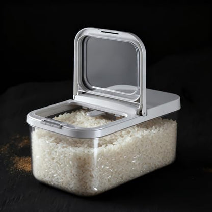 LivLab Mker Rice Storage Container -10Lbs/1.3Gal/6KG Rice Container Airtight Grain Dispenser Kitchen Pantry Organizer with Measuring Cup, BPA-Free, Clear Design for Dry Food - color: 10KG-B