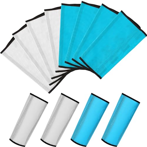 Jexine Set of 8 Mesh Fly Boots for Horse Loose Fitting Non Slip Breathable Horse Fly Leggings Protective Reduces Stress Leg Fatigue Wraps for Preventing Flies Mosquitoes Bite - color: Light Blue, White