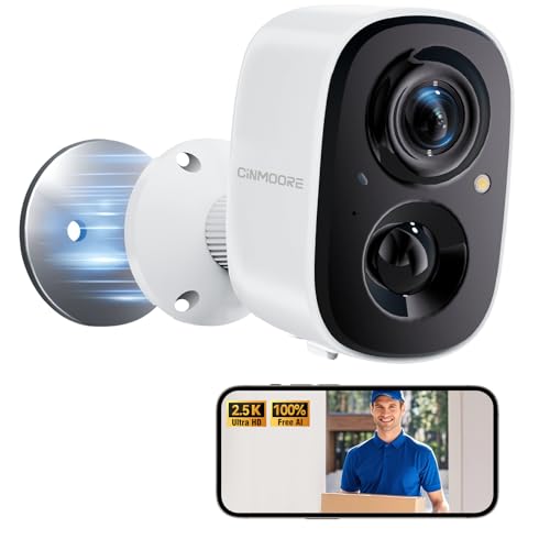 2.5K Wireless Home Security Cameras, Outdoor WiFi Non-Subscription AI Person Detection, 4MP Color Night Vision, Full Duplex 2-Way Audio, IP66 Waterproof Battery Powered, U.S. AWS Cloud