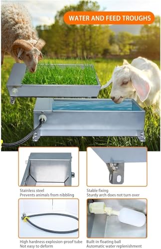 7.5L Self-Filling Stainless Steel Livestock Waterer – 304 Food-Grade Float Valve Cattle/Sheep Trough, Tool-Free Install, Leak-Proof, Freeze-Resistant, Farm Must-Have