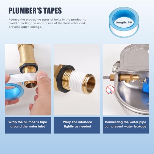 Float Valve 1/2 Inch Brass Pool Auto Fill Float Valve for Water Stock Tank Trough Water Level Control Livestock Trough Pond Switch Adjustable Fountain Pool Filler