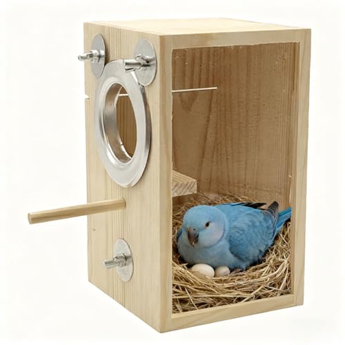 Parakeet Nesting Box Transparent Bird Nest Breeding Box with Perch | 7.87 X 4.72 X 4.72 inch Parrot Mating Box Wood Bird House Aviary for cage (S vertical) - style: S vertical