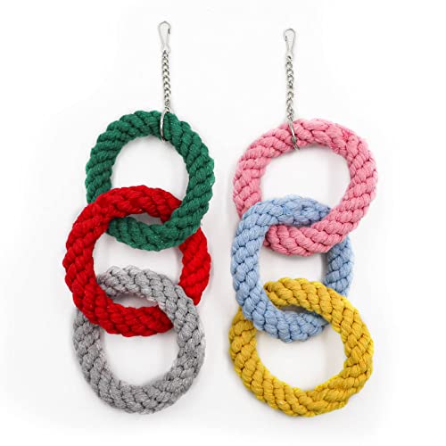Dnoifne 2 Pack Sugar Glider Hanging Three-Ring Climbing Toys, Colorful Sugar Glider Swing Toys, Pet Activity Structure For Parrot Hamster Chinchilla Squirrel Ferret Rat