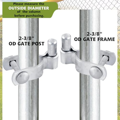4 Pack 2-3/8" Chain Link Fence Frame Gate Post Male Hinge, Galvanized Steel Gate Hinge for Fence Posts, Bolts & Nuts Included - size: 2-3/8" Male