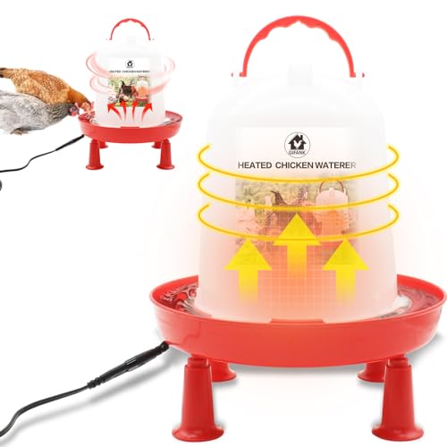 6L Heated Chicken Waterer for Winter Chicken Water with Heater Adjustable Leg Support 35W BPA-Free Heated Poultry Waterer Heavy Duty All in One Heated Waterer for Chicken Coop