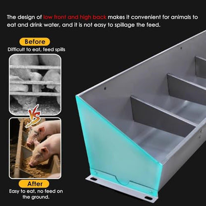 Hog Feeder Livestock Feed Trough Automatic Pig Feeder Heavy Duty Stainless Steel, Separated Fence Feeder Trough, Multipurpose Livestock Trough for Pig Horse,A - size: A