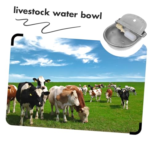 Toyvian Automatic Stainless Steel Animal Waterer with Float Valve Durable Farm Water Bowl for Cattle Pigs Sheep Horses Outdoor Pets Capacity Automatic Water Dispenser