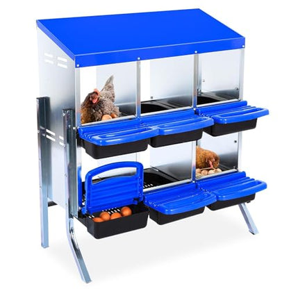 Chicken Nesting Boxes,6 Compartment Nesting Boxes for Laying Eggs with Legs,Wall Mount Poultry Roll Away Chicken Laying Boxes,Easy Egg Collection,Cleanable Pull Out Hen Roosting Boxes