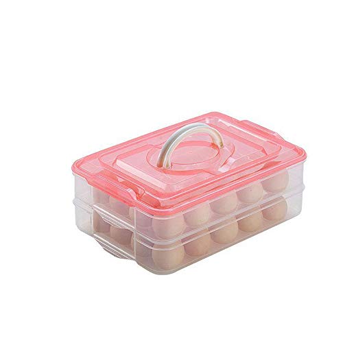 Deviled Egg Containers with Lid, Portable Egg Carrier Tray | 2-Layer, 40 eggs, Stackable Storage Holder with Handle for Refrigerator for Camping, Party, Travel - color: red