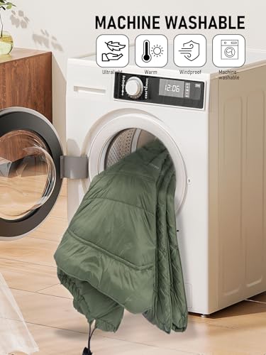 WildCall Hooded Camping Blanket with 3M Thinsulate Insulation Wearable Poncho Blanket Ultralight Foldable Quilt Sleeping Bag for Outdoor, Hiking, Stadium - color: Green