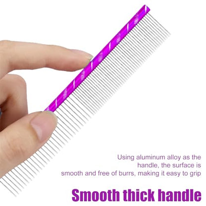 Fearless Alpaca Metal Pet Comb for Grooming Cats and Dogs (Purple) - Purple, Blue, Red, and Gold Colors Available - 8 Inch Length - Rounded Spine - Great Tool for Mats and Shedding - color: Purple