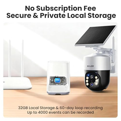 SOLIOM- True 4K HD Security Cameras Outdoor Wireless, Add-On Camera, Solar Powered, Auto Tracking,Requires SOLIOMBASE, SOLIOMBASE Supports Up to 4 Cams - size: Add-on Cam