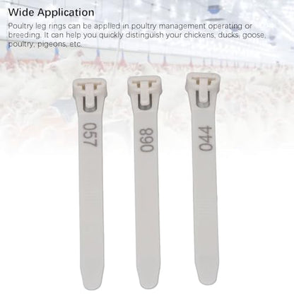 Tissting 1-100 Numbered Poultry Leg Bands, Reusable Chicken ID Rings for Ducks Chicks Geese Pigeons Easy Identification Tracking Management (White) - color: White