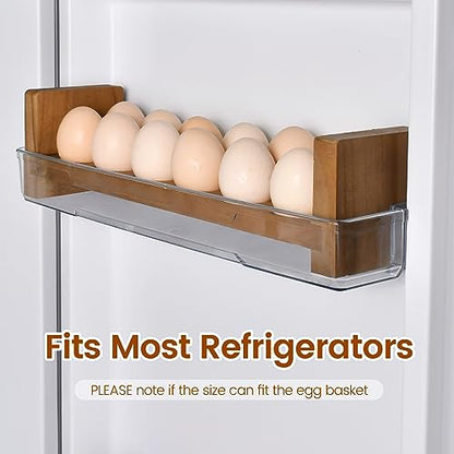 Sishynio Double Layer Egg Tray Holder Countertop - Wooden Fresh Egg Rack Stackable Storage Basket, 2 Tier Egg Organizer for Farmhouse Kitchen Refrigerator - style: 2 tier pine egg tray