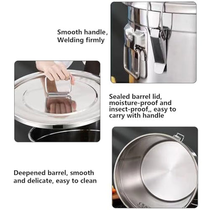 Milk Barrel, 304 Stainless Steel Airtight Canister Milk Can with Lid Airtight Barrel Grain Containers Bucket Storage Containers for Kitchen,25 * 25Cm,45 * 45Cm - size: 45*45cm