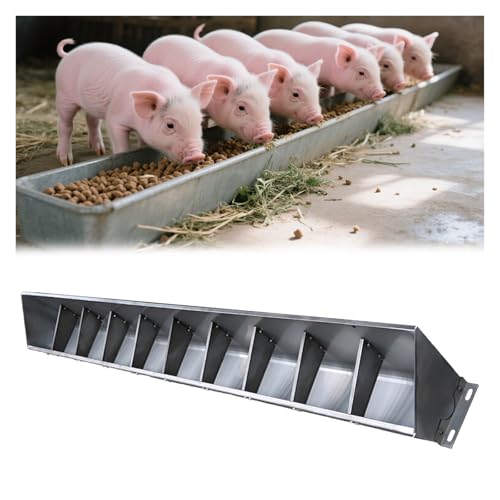 Livestock Feeder Trough with Sloped Opening for Easy Feeding, Separated Design for Pigs Calves Sheep - size: L 2m/6.6' 10 bit