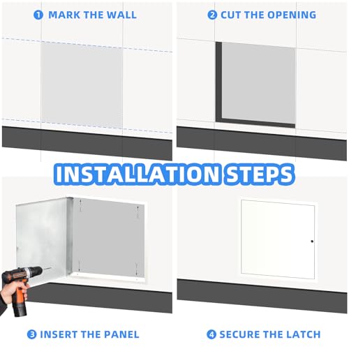 12" x 12" Metal Access Panel, 1MM Thickened Access Panel for Drywall, Aluminum Access Panel for Walls and Ceilings, Rust-Resistant and Easy-to-Install Drywall Access Panel - size: 12in*12in