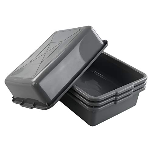 Kiddream 4-pack Commercial Bus Box Tote, 13 Liter Large Plastic Restaurant Bus Tub, Gray - color: Gray, size: 13 Liter