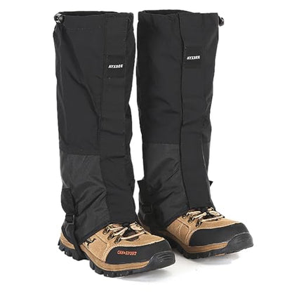 Winter Snow Gaiters for Hiking - Waterproof Ankle Covers for Snow Trekking, Skiing - Universal Fit Men Women - color: Black