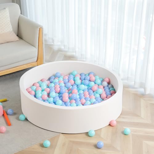 TRENDBOX Extra Large Soft Foam Ball Pit 51.2" x 11.8" (NO Balls) in Large Sponge Round Ball Pool Indoor Round Children Toddler Playpen - White - color: White, size: 130CM