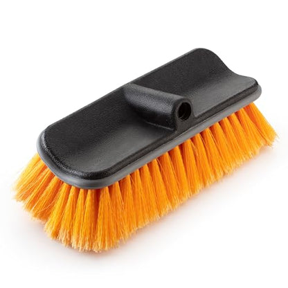 Hard Bristle Deck Scrub Brush Heavy Duty // Concrete Scrub Brush for Exterior House Cleaning // Screw On Floor Brush Scrubber Fits Standard Acme Threaded Extension Poles (Pole Sold Separately)