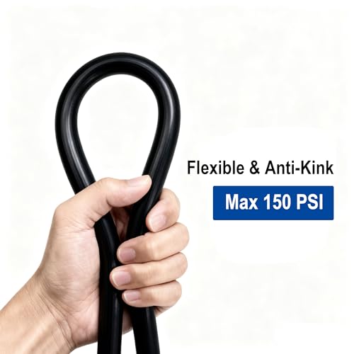 Black Braided Vinyl Tubing 1/2" - 50ft High Pressure Reinforced PVC Tube | Flexible, BPA Free , Perfect for Water Transfer in Workshop Home Garden - size: 1/2" ID, style: 50 ft