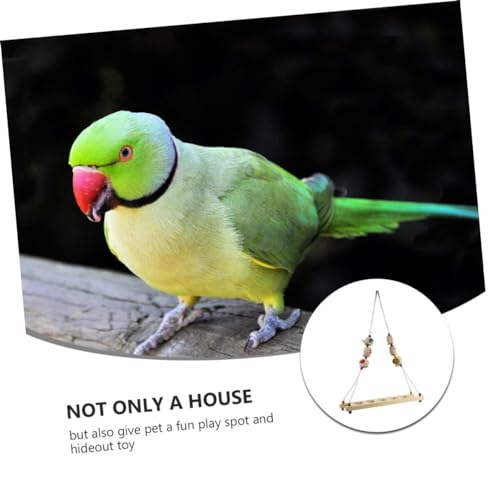 Sosoport Chicken Ladder Swing Perch Wood Stand Toy for Parrots and Birds Natural Wood Construction Rattan Balls Promotes Balance and Exercise for Chickens and Parrots
