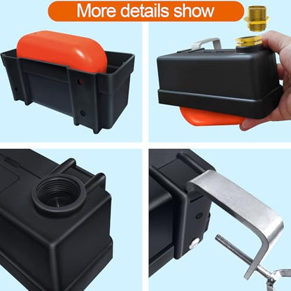 Water Trough Float Valve for Stock Tank, Automatic Control Waterer Level for Livestock Horse Chicken Animal Fish Pool with Hose Metal Connector & Ptfe tape （1 pack）