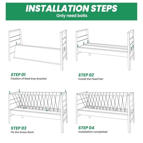 98 Gallon Large Capacity Pasture Goat Feeder, 2 in 1 Galvanized Steel Hay Feeder for Goats Sheep Horse, Easy Assembly Detachable Farm Outdoor Livestock Feeder (Galvanized Steel) - style: Galvanized Steel