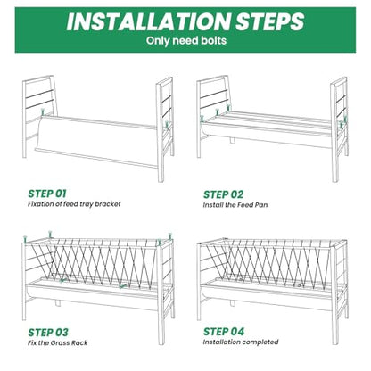 98 Gallon Large Capacity Pasture Goat Feeder, 2 in 1 Galvanized Steel Hay Feeder for Goats Sheep Horse, Easy Assembly Detachable Farm Outdoor Livestock Feeder (Galvanized Steel) - style: Galvanized Steel