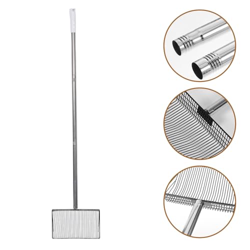 TIDTALEO Livestock Manure Scoop with Long Handle and Wide Metal Litter Sifter for Chicken Coop and Animal Pen Cleaning, Sturdy Farm Waste Shovel for Poultry, Goat, Cattle, and Sheep
