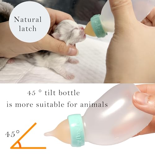 Doggiema Kittens Feeder Bottle, Silicone Feeding Nipple and Syringes for All Breed Kittens and Small Animals Dongdong pet - size: 60ml Bottle Set (kittens/Toy Puppy)