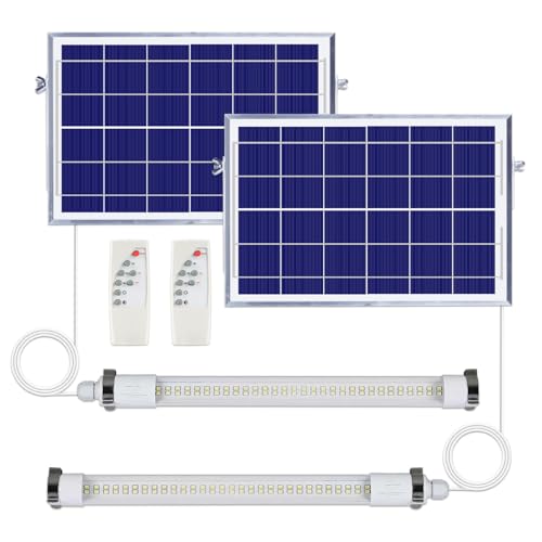 MEIHONG 2 Pack Solar Chicken Coop Lights with Timer | Dimmable LED, Solar Shed Lights, IP66 Waterproof & 16.4ft Cord | with Dusk to Dawn Sensor | Hanging Ceiling Light for Poultry Farms, Coops - color: 2 Pack/Cool White