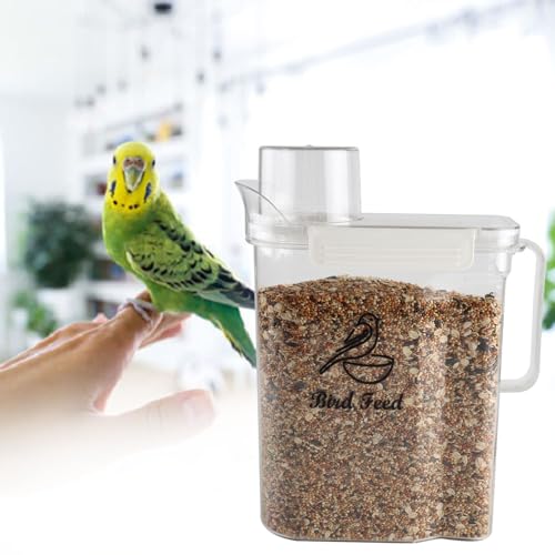 Bird Seed Storage Container,3.5Qt Large Capacity Pet Food Storage Containers with Handle,Airtight Wild Bird Seed Dispenser-for PetBirds Parakeets Finches Food Mealworms Storage/BPA Free-Clear