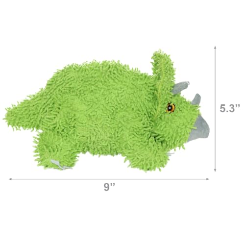 MIGHTY® 2 Pack Microfiber Medium Triceratops Dog Toys | Ultra Durable Plush Toy with Multiple Layers & Reinforced Seams , Washable and Floats , Mighty® Construction - color: 2PK Green Triceratops