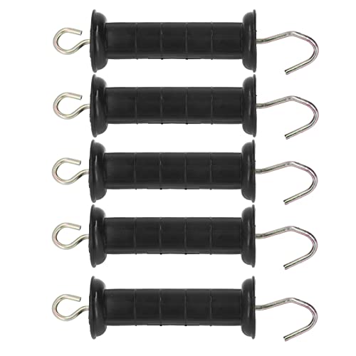 4Pcs Electric Fence Gate Handle, Black Steel PP Insulated Grip Bar for Pasture Ranch Spring Connector