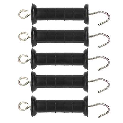 4Pcs Electric Fence Gate Handle, Black Steel PP Insulated Grip Bar for Pasture Ranch Spring Connector