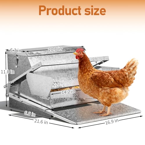 Outvita Automatic Treadle Chicken Feeder, 25 Lbs No Waste No Spill Rodent Proof Metal Chicken Feeder with Weatherproof Lid, Chicken Supplies for Your Chickens Duck Bantams Pheasants Poultry Coop