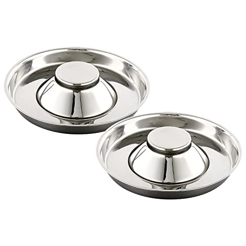 Stainless Steel Pet Bowl for Puppy and Cat, Dog Food and Water Feeding Bowl, Puppies and Kittens Weaning Bowls, Multiple Dogs and Cats Eat and Drink Together (2PC, L) - size: L - 7cups/56oz
