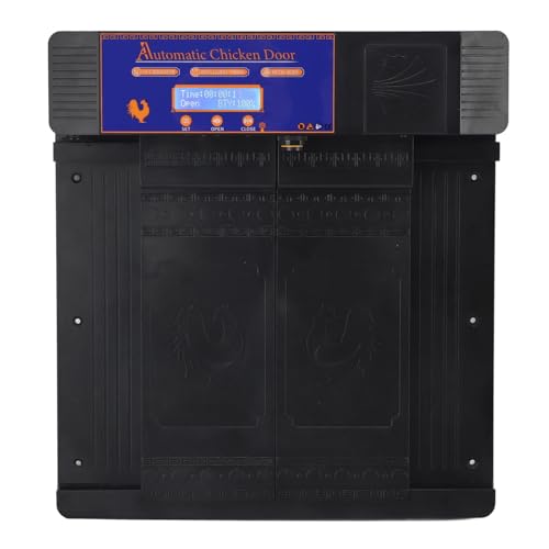 Automatic Chicken Coop Door, Lightweight Durable Solar Powered with Timer and Infrared Anti Pinch Sensor, for Poultry Coop Chicken Duck Goose (Black) - color: Black