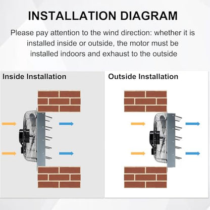 Criditpid 24 Inch Wall Mounted Shutter Exhaust Fan with ON/OFF Switch, High-Speed, Low-Noise Pure Copper Motor, Wall Exhaust Fan for Gable, Shed, Garage, Greenhouse, Kitchen, Attic, 4244 CFM, 1075 RPM - size: 24 Inch Exhaust Fan