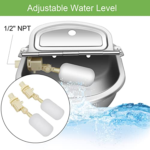 Automatic Animal Drinking Water Bowl, Stainless Steel Automatic Water Dispenser for Dogs Horses Goats, Livestock Waterer Water Trough with 2 Float Valves, Hose